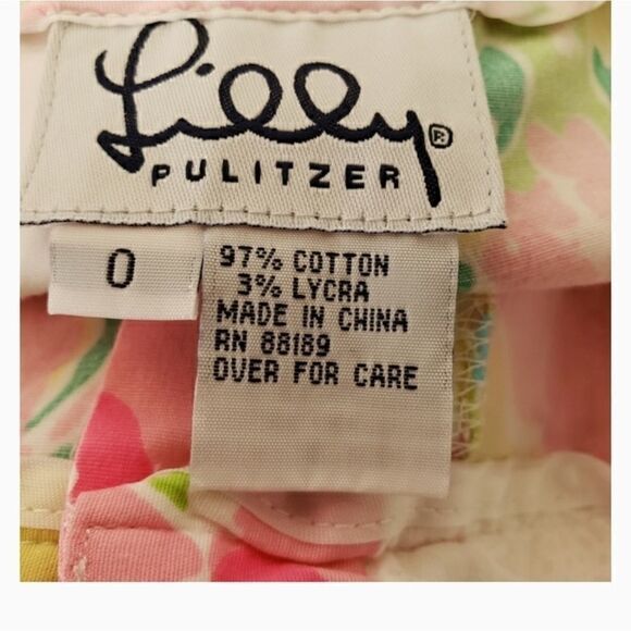 Lilly Pulitzer Vintage White Label Cropped Pants 0 Multi Petal Patch - Picture 3 of 4